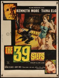 7g0439 39 STEPS 30x40 1960 Kenneth More, Taina Elg, English crime thriller, cool art!