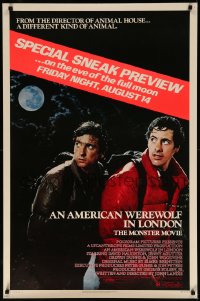 7g0811 AMERICAN WEREWOLF IN LONDON 1sh 1981 John Landis, David Naughton, Dunne, sneak preview!