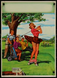 7g0463 ART FRAHM calendar sample 1950s sexy art woman dropping panties golf course, Early Trouble!
