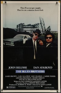 7g0848 BLUES BROTHERS 1sh 1980 John Belushi & Dan Aykroyd are on a mission from God!