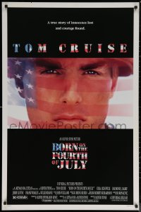 7g0849 BORN ON THE FOURTH OF JULY DS 1sh 1989 Oliver Stone, great patriotic image of Tom Cruise!