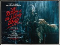 7g0147 RETURN OF THE LIVING DEAD British quad 1985 image of zombie Jerome Coleman eating paramedic!
