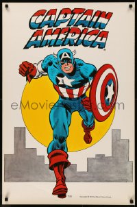 7g0601 CAPTAIN AMERICA 23x35 commercial poster 1974 Marvel Comics, full-length art of him running!