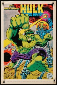 7g0609 INCREDIBLE HULK 23x35 commercial poster 1969 art by Herb Trimpe, yellow title design!