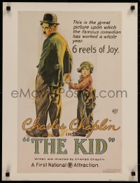 7g0612 KID 19x25 commercial poster 1978 featuring wonderful classic art of Chaplin and Coogan!