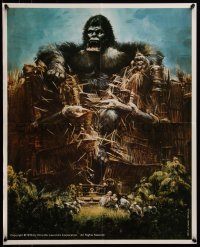 7g0633 KING KONG 20x25 French commercial poster 1976 art of the BIG Ape tearing up wall by John Berkey!