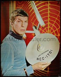 7g0613 LEONARD NIMOY 30x38 commercial poster 1967 w/ model Enterprise in Star Trek Spock costume!