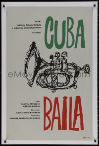 7g0330 CUBA DANCES Cuban R1990s musical artwork of cool trumpet by Eduardo Munoz Bachs!