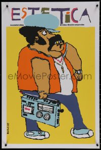 7g0332 ESTETICA Cuban R1990s wacky artwork of man with radio by Eduardo Munoz Bachs!