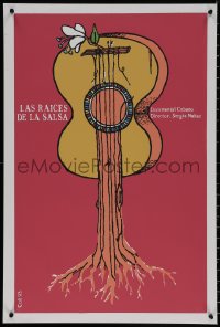 7g0338 LAS RAICES DE LA SALSA Cuban 1993 Coll art of guitar plant from music documentary!