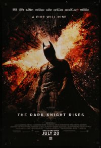 7g0876 DARK KNIGHT RISES advance DS 1sh 2012 Christian Bale as Batman, a fire will rise!