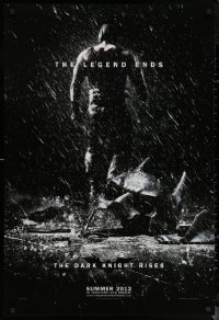 7g0877 DARK KNIGHT RISES teaser DS 1sh 2012 Tom Hardy as Bane, cool image of broken mask in the rain!