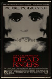 7g0881 DEAD RINGERS 1sh 1988 Jeremy Irons & Genevieve Bujold, David Cronenberg, bordered design!