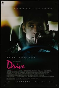 7g0892 DRIVE advance DS 1sh 2011 cool image of Ryan Gosling in car, directed by Nicolas Winding Refn!