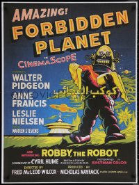 7g0288 FORBIDDEN PLANET Egyptian poster R2010s art of Robby the Robot carrying sexy Anne Francis!