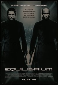 7g0903 EQUILIBRIUM advance 1sh 2002 Christian Bale & Taye Diggs, a future where freedom is outlawed!