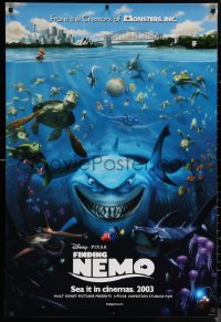 7g0913 FINDING NEMO int'l advance DS 1sh 2003 Disney & Pixar animated fish movie, cool image of cast!