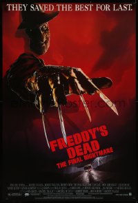7g0922 FREDDY'S DEAD 1sh 1991 great art of Robert Englund as Freddy Krueger!