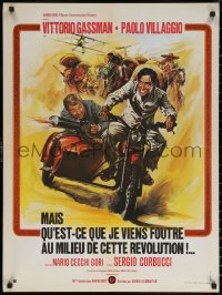 7g0398 WHAT AM I DOING IN THE MIDDLE OF A REVOLUTION French 24x32 1974 Corbucci, different motorcycle art!