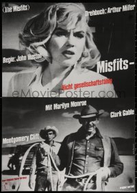 7g0040 MISFITS German R1972 close up of sexy Marilyn Monroe, Clark Gable, Montgomery Clift, Huston!