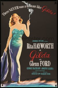 7g0401 GILDA S2 poster 2000 classic art of sexy smoking Rita Hayworth in sheath dress!