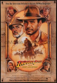 7g0971 INDIANA JONES & THE LAST CRUSADE int'l advance 1sh 1989 art of Ford & Connery by Drew!