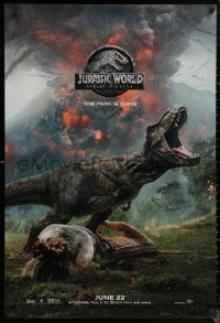 7g0992 JURASSIC WORLD: FALLEN KINGDOM teaser DS 1sh 2018 Pratt and cast, the park is gone, T-Rex!