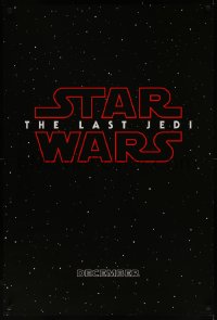7g1015 LAST JEDI teaser DS 1sh 2017 black style, Star Wars, Hamill, classic title treatment in space!