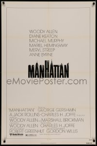 7g1037 MANHATTAN 1sh 1979 Woody Allen & Diane Keaton, New York City title design by Burt Kleeger!