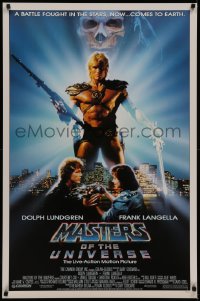 7g1041 MASTERS OF THE UNIVERSE 1sh 1987 image of Dolph Lundgren as He-Man & Langella as Skeletor!