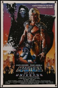 7g1040 MASTERS OF THE UNIVERSE 1sh 1987 Dolph Lundgren as He-Man, great Drew Struzan art!