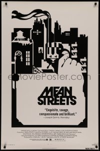 7g1044 MEAN STREETS 1sh 1973 Scorsese, Robert De Niro, Keitel, alternate black & white artwork!