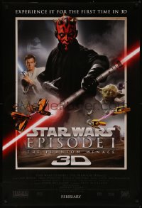 7g1076 PHANTOM MENACE style A int'l advance DS 1sh R2012 Star Wars Episode I in 3-D, top cast!
