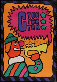 7g0629 CYRK 26x38 Polish commercial poster 1980s artwork of clown with trumpet by Jan Mlodozeniec!