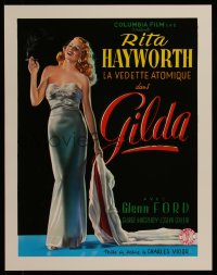 7g0443 GILDA 15x20 REPRO poster 1990s sexy smoking Rita Hayworth full-length in sheath dress