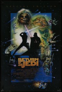 7g1108 RETURN OF THE JEDI style D advance DS 1sh R1997 George Lucas classic, Drew Struzan!