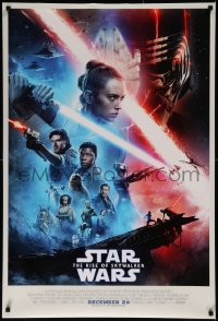 7g1112 RISE OF SKYWALKER advance DS 1sh 2019 Star Wars, Ridley, Hamill, Fisher, great cast montage!