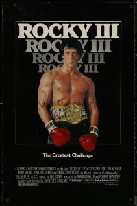 7g1119 ROCKY III 1sh 1982 image of boxer & director Sylvester Stallone with gloves & title belt!