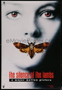 7g1132 SILENCE OF THE LAMBS teaser DS 1sh 1991 image of Jodie Foster with moth over mouth!