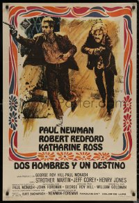 7g0163 BUTCH CASSIDY & THE SUNDANCE KID Spanish 1969 different art of Paul Newman, Robert Redford!