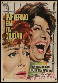 7g0177 HELL IN THE CITY Spanish 1960 different art of Anna Magnani in women's prison by Mac Gomez!