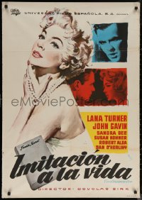 7g0181 IMITATION OF LIFE Spanish 1960 different MCP art of sexy Lana Turner & stars, Fannie Hurst!