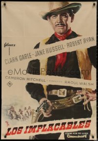 7g0197 TALL MEN Spanish 1960 completely different MCP art of Clark Gable with gun by MCP!