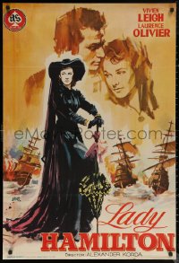 7g0198 THAT HAMILTON WOMAN Spanish R1965 full-length Vivien Leigh & kissed by Laurence Olivier!