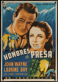 7g0202 TYCOON Spanish 1949 close up romantic art of John Wayne & Laraine Day by Llorca & Camacho!