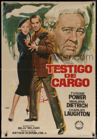 7g0206 WITNESS FOR THE PROSECUTION Spanish R1969 great Jano art of Power, Dietrich & Laughton!