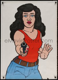 7g0654 ATS QUIKSLIP TARGET COVERS 25x35 special poster 1974 woman wearing red shirt w/gun!