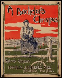 7g0518 BACHELOR'S CHRISTMAS 11x14 advertising poster 1895 art of woman sitting on fence by R.W.L.!