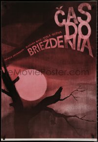 7g0504 CAS DO BRIEZDENIA 26x38 Slovak stage poster 1984 Cestmir Pechr art of the moon behind tree!