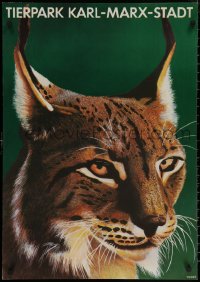 7g0666 CHEMNITZ ZOO 23x32 East German special poster 1986 cool art of lynx by Voigt!